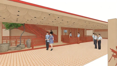 subway station,school design,shinto shrine,yatai,japanese restaurant,cafeteria,canteen,3d rendering,barbecue area,food court,smoking area,core renovation,metro station,queue area,seating area,shinto shrine gates,formwork,japanese shrine,izakaya,hollywood metro station