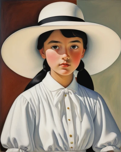 girl wearing hat,girl with cloth,portrait of a girl,girl in cloth,panama hat,child portrait,woman's hat,girl portrait,woman sitting,young girl,the hat-female,portrait of a woman,peruvian women,girl with bread-and-butter,young woman,vietnamese woman,frida,woman portrait,the hat of the woman,painting,Art,Artistic Painting,Artistic Painting 21