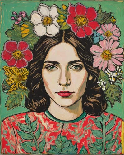 girl in flowers,girl in a wreath,girl in the garden,kahila garland-lily,flora,popart,girl picking flowers,flower painting,cd cover,portrait of a girl,rosa bonita,flowers png,paloma,floral,rose woodruff,floral frame,self-portrait,zinnia,girl-in-pop-art,beautiful girl with flowers,Art,Artistic Painting,Artistic Painting 07