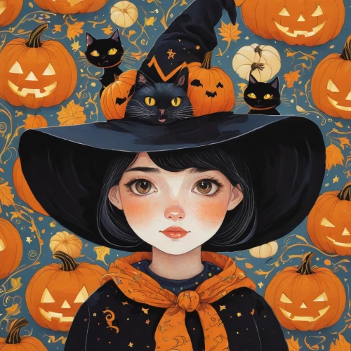 halloween illustration,halloween witch,witch,witch hat,pumpkin autumn,autumn icon,pumpkin,pumpkins,pumpkin face,witch's hat icon,halloween vector character,witch's hat,candy pumpkin,halloween wallpaper,halloween background,halloween poster,witches,autumn pumpkins,halloween scene,pumpkin patch,Illustration,Japanese style,Japanese Style 16