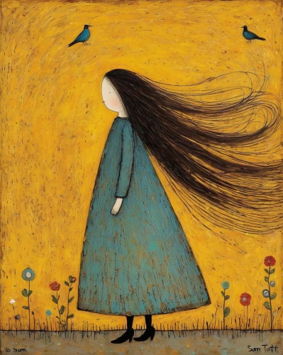little girl in wind,girl in a long,girl picking flowers,girl in flowers,blue birds and blossom,cloves schwindl inge,girl in the garden,helianthus,blue bird,flower and bird illustration,carol colman,woman thinking,yellow petals,dandelion field,yellow butterfly,chamomile in wheat field,yellow grass,mystical portrait of a girl,girl in a long dress,dandelions,Art,Artistic Painting,Artistic Painting 49