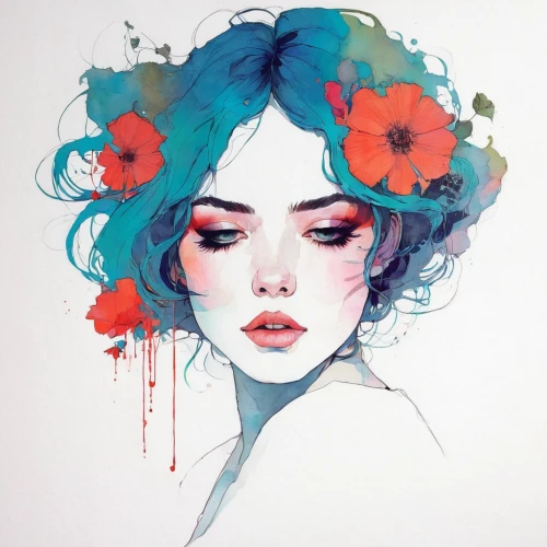 flower painting,watercolor,watercolor paint,girl in flowers,wilted,watercolor flower,watercolor flowers,flower girl,watercolor painting,falling flowers,boho art,floral poppy,watercolor blue,watercolor pencils,watercolors,flora,flower fairy,watercolor pin up,peony,watercolor floral background,Illustration,Paper based,Paper Based 19
