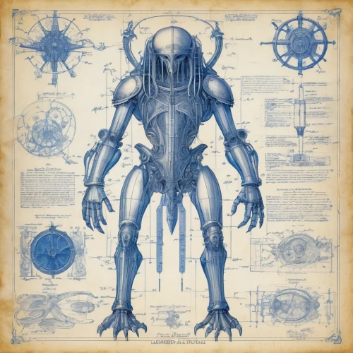 blueprint,sci fiction illustration,wireframe graphics,cybernetics,wireframe,biomechanical,blueprints,bacteriophage,the vitruvian man,zodiac,humanoid,phage,aquanaut,deep sea diving,district 9,arthropod,zooplankton,vitruvian man,autopsy,scarab,Unique,Design,Blueprint