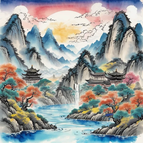chinese clouds,huangshan maofeng,watercolor background,huashan,mountain landscape,mountain scene,mountainous landscape,oriental painting,autumn mountains,chinese art,fantasy landscape,japan landscape,landscape background,sea landscape,coastal landscape,chinese temple,meteora,river landscape,oriental,high landscape,Illustration,Black and White,Black and White 34