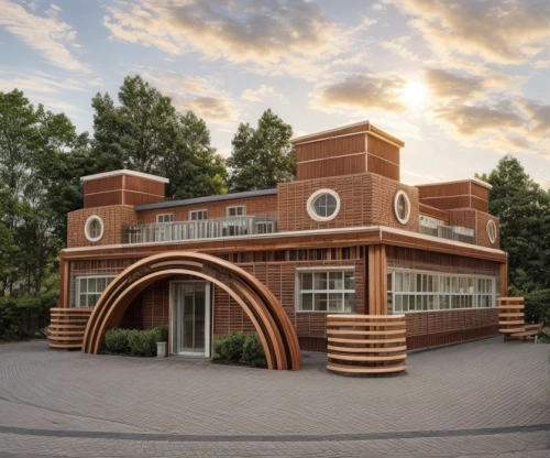 semi circle arch,mortuary temple,pumping station,biotechnology research institute,noorderleech,music conservatory,school design,sewage treatment plant,museum of technology,the bavarian railway museum,brick house,soochow university,sugar house,eco hotel,equestrian center,luxury home,cubic house,retirement home,modern architecture,mercedes museum,Architecture,General,Nordic,Finnish Modernism
