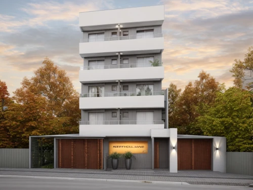 modern house,appartment building,residential tower,modern architecture,residential house,3d rendering,residential building,two story house,modern building,apartment building,sky apartment,garage door,shared apartment,cubic house,block balcony,ludwig erhard haus,residence,apartments,an apartment,render