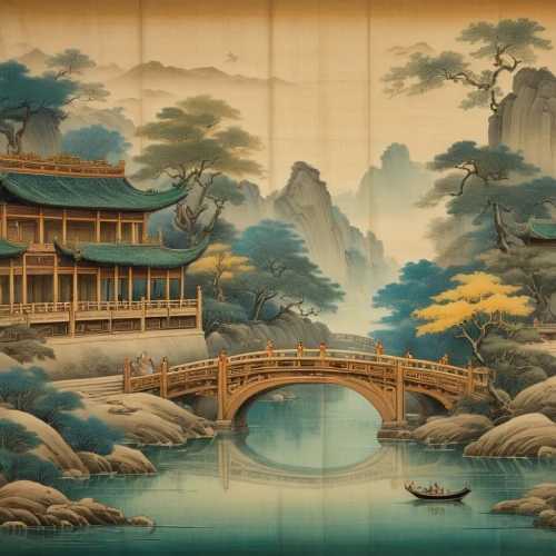 oriental painting,chinese art,the golden pavilion,japanese art,cool woodblock images,forbidden palace,chinese architecture,japan landscape,chinese screen,hall of supreme harmony,asian architecture,golden pavilion,dongfang meiren,stage curtain,dragon bridge,yunnan,chinese background,summer palace,dragon boat,chinese temple
