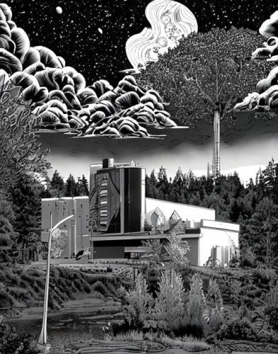 photomontage,temples,panoramical,witch house,treehouse,earth station,tree house,transmitter,tobacco the last starry sky,atomic age,meteor rideau,composite,transmitter station,tree house hotel,observatory,inverted cottage,vipassana,matruschka,surrealistic,watchtower,Art sketch,Art sketch,Fine Decoration