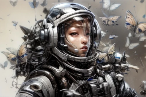 sci fiction illustration,cybernetics,spacesuit,biomechanical,sidonia,respirator,astronaut,scifi,lost in space,sci fi,cosmonaut,space suit,cyberspace,cyborg,space-suit,space art,aquanaut,operator,andromeda,humanoid