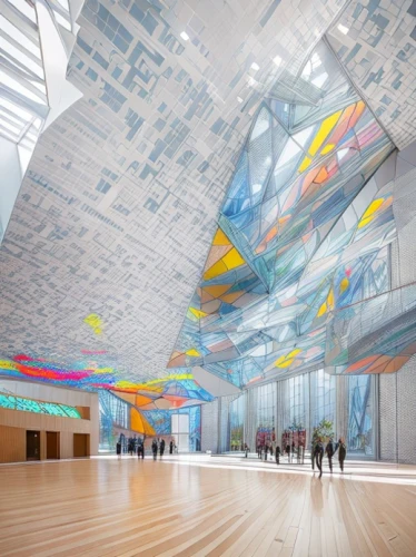 futuristic art museum,hall of nations,glass wall,disney concert hall,colorful glass,walt disney concert hall,guggenheim museum,ceiling construction,daylighting,artscience museum,art museum,school design,glass blocks,glass roof,glass facade,art gallery,panoramical,structural glass,glass facades,prismatic