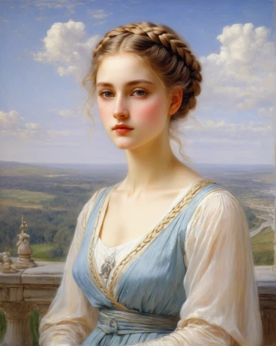 portrait of a girl,bougereau,bouguereau,artemisia,portrait of a woman,young woman,emile vernon,romantic portrait,la violetta,young girl,young lady,girl with cloth,jane austen,lacerta,girl in a long dress,cepora judith,girl portrait,girl in a historic way,bergenie,woman portrait,Art,Classical Oil Painting,Classical Oil Painting 13