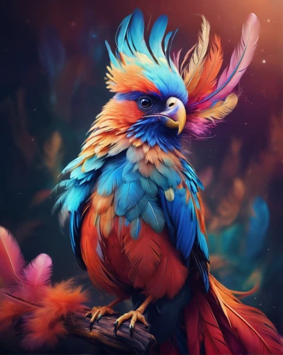 colorful birds,scarlet macaw,bird painting,sun conure,feathers bird,blue and gold macaw,macaw hyacinth,macaw,color feathers,phoenix rooster,rosella,exotic bird,sun conures,beautiful macaw,guacamaya,blue macaw,tropical bird,light red macaw,bird drawing,ornamental bird,Illustration,Realistic Fantasy,Realistic Fantasy 37