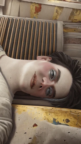 woman laying down,woman on bed,female doll,pierrot,the girl is lying on the floor,girl in bed,girl upside down,lying down,b3d,a wax dummy,cgi,porcelain doll,mattress,doll's head,wooden mannequin,wooden doll,queen cage,clementine,doll's facial features,render,Common,Common,Game