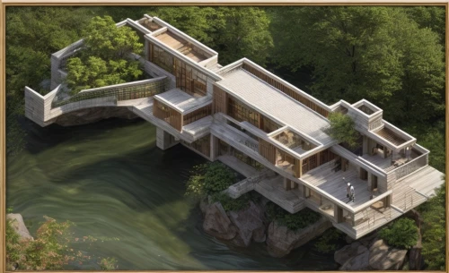 eco-construction,house with lake,moveable bridge,cubic house,arhitecture,luxury property,chinese architecture,asian architecture,archidaily,bridge - building structure,frame house,hydropower plant,eco hotel,kirrarchitecture,japanese architecture,build by mirza golam pir,dunes house,inverted cottage,modern architecture,water castle,Architecture,General,Masterpiece,Organic Architecture