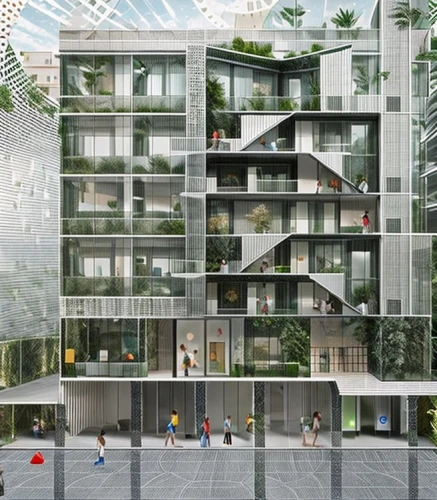 eco-construction,eco hotel,appartment building,apartment block,cubic house,building honeycomb,mixed-use,sky apartment,glass facade,multi-storey,apartment building,urban design,residential tower,multistoreyed,an apartment,block balcony,kirrarchitecture,modern architecture,residential,condominium