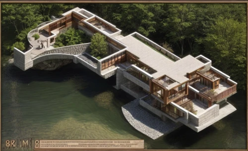 moated castle,water castle,build by mirza golam pir,moated,luxury property,house with lake,medieval castle,medieval architecture,templar castle,model house,crown render,castle of the corvin,castel,3d rendering,peter-pavel's fortress,house hevelius,luxury real estate,moat,water mill,luxury home,Architecture,General,Masterpiece,Organic Architecture