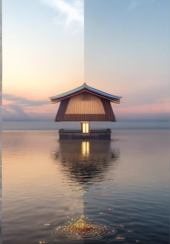 floating huts,house with lake,3d rendering,lifeguard tower,wooden mockup,house by the water,digital compositing,stilt house,visual effect lighting,render,beach hut,boathouse,fisherman's hut,3d mockup,boat house,maldives mvr,beach house,summer house,island suspended,light house,Realistic,Jewelry,Traditional