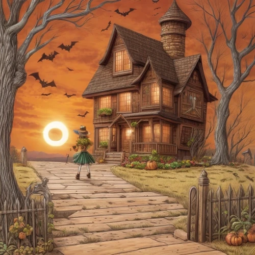 witch's house,halloween scene,halloween illustration,witch house,halloween background,pumpkin autumn,halloween poster,halloween travel trailer,jack o'lantern,halloween and horror,halloween wallpaper,the haunted house,jack o lantern,pumpkin patch,halloween pumpkin gifts,halloween banner,haunted house,halloween 2019,halloween2019,vintage halloween