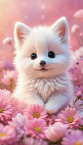 blossom kitten,pomeranian,flower cat,flower background,cute fox,flower animal,cute cat,japanese spitz,adorable fox,indian spitz,samoyed,cute animals,cute puppy,little fox,cute animal,pink cat,arctic fox,fragrant snowball,fluffy,canine rose