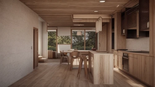 wooden sauna,kitchen design,wooden house,3d rendering,timber house,dunes house,render,kitchen interior,japanese-style room,modern kitchen,modern kitchen interior,mid century house,inverted cottage,plywood,ryokan,cubic house,wooden windows,small cabin,archidaily,cabin