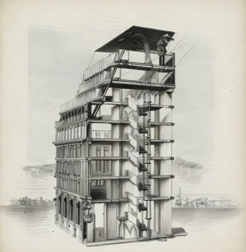 multi-story structure,high-rise building,cube stilt houses,animal tower,residential tower,multi-storey,pigeon house,stilt houses,multistoreyed,cubic house,stilt house,insect house,bird tower,building construction,apartment building,block of flats,electric tower,tower block,nonbuilding structure,building structure,Art sketch,Art sketch,19th Century