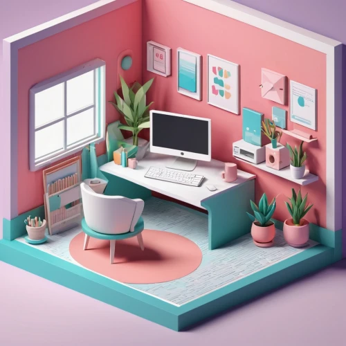 background vector,working space,pink vector,desk,3d background,dribbble,computer room,computer desk,creative office,modern office,blur office background,office desk,modern room,low poly,pink squares,work space,3d mockup,workspace,pink chair,study room,Unique,3D,Isometric