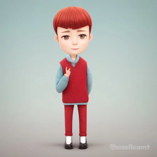 3d figure,cute cartoon character,bowl cut,redhead doll,3d model,matsuno,doll figure,fashion doll,character animation,animated cartoon,miniature figure,osomatsu,retro cartoon people,cartoon character,kokeshi doll,television character,fashion vector,painter doll,wooden doll,doll's facial features