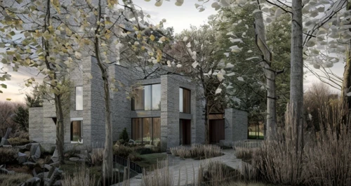 house in the forest,3d rendering,inverted cottage,render,åkirkeby,residential house,house hevelius,timber house,kirrarchitecture,landscape design sydney,winter house,the garden society of gothenburg,residential,housebuilding,villa,trees with stitching,landscape designers sydney,archidaily,danish house,garden elevation