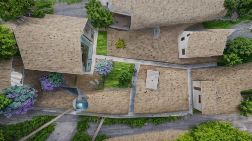 escher village,eco-construction,hanging houses,house roofs,blocks of houses,wooden houses,cube stilt houses,roofs,houses,urban design,apartment building,roof landscape,apartment complex,row of houses,townhouses,housing estate,straw roofing,suburban,apartments,kirrarchitecture,Landscape,Landscape design,Landscape Plan,Realistic