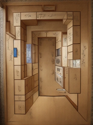 japanese-style room,exhibit,a museum exhibit,model house,floorplan home,house floorplan,framing square,room divider,frame drawing,escher,one-room,archidaily,architect plan,miniature house,cabinetry,construction set,plywood,floor plan,wooden sauna,japanese architecture,Common,Common,Commercial