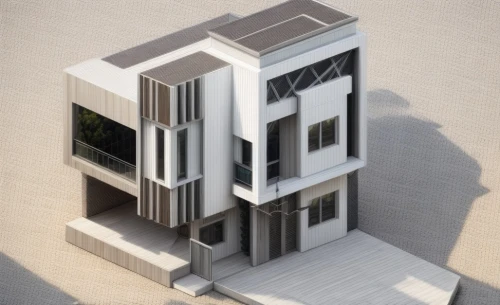 model house,cubic house,3d rendering,modern architecture,two story house,inverted cottage,residential tower,modern house,multi-story structure,frame house,house drawing,crooked house,isometric,multi-storey,apartment building,archidaily,facade panels,an apartment,architect plan,orthographic,Architecture,General,Modern,Functional Sustainability 2