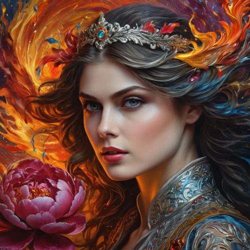 fantasy art,fantasy portrait,flame spirit,fire flower,flame of fire,mystical portrait of a girl,flame flower,faery,fire artist,fire heart,sorceress,the enchantress,fantasy picture,fantasy woman,romantic portrait,fire angel,fiery,flower of passion,afire,elven flower,Photography,General,Fantasy