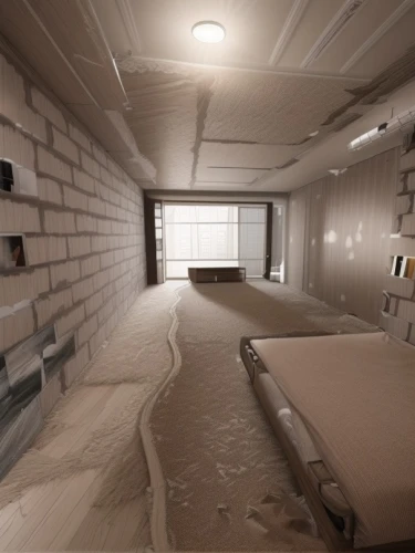 3d rendering,bunker,render,3d rendered,rendering,hallway space,3d render,basement,abandoned room,drywall,formwork,dormitory,empty interior,barracks,attic,treatment room,core renovation,cabin,shower base,modern room