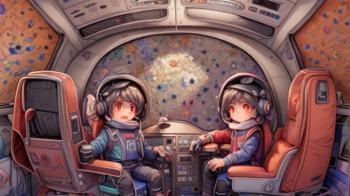aircraft cabin,ufo interior,train seats,capsule,astronauts,space capsule,compartment,space tourism,passengers,travelers,soyuz,airplane passenger,train compartment,window seat,capsule hotel,train ride,children studying,space travel,dream world,air travel