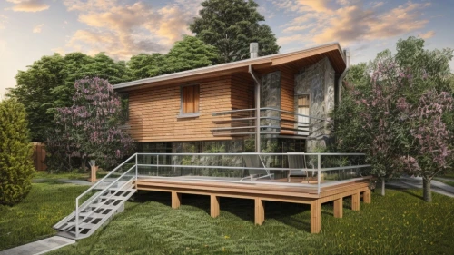 tree house hotel,tree house,treehouse,3d rendering,inverted cottage,timber house,small cabin,wooden house,stilt house,wooden decking,eco-construction,wooden sauna,garden elevation,log cabin,decking,holiday home,summer house,wood deck,model house,house in the forest,Architecture,General,Nordic,Nordic Organic Modernism