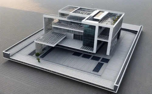 penthouse apartment,cubic house,3d rendering,modern house,modern architecture,sky apartment,cube house,cube stilt houses,flat roof,glass building,modern office,frame house,model house,modern building,solar cell base,residential house,glass facade,folding roof,architect plan,render,Architecture,General,Futurism,Italian Futurist