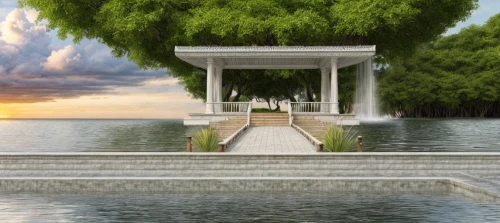landscape background,fountain pond,3d rendering,egyptian temple,water palace,3d background,decorative fountains,pergola,oasis,bandstand,wishing well,city fountain,fountain,stone fountain,japanese shrine,fountain of friendship of peoples,gazebo,house with lake,water feature,water fountain,Common,Common,Natural