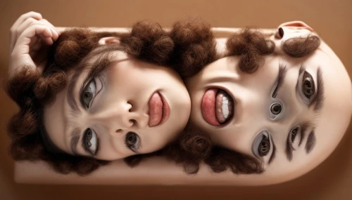 doll head,porcelain dolls,heads,girl upside down,doll's head,distorted,doll's facial features,human head,upside down,three dimensional,surrealism,doll looking in mirror,3d,fractalius,double exposure,doll figures,multiple exposure,three-dimensional,mirror image,surrealistic,Common,Common,Natural