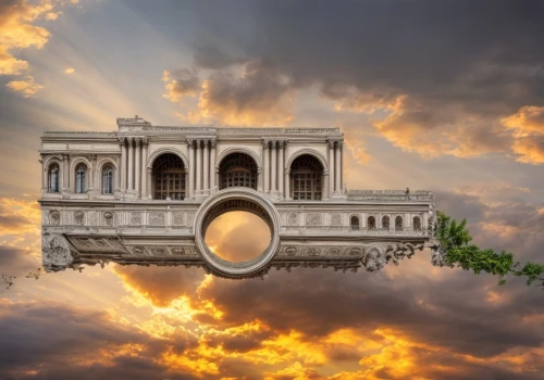 marble palace,egyptian temple,cambodia,arc de triomphe,classical architecture,vietnam,bucharest,water palace,sharjah,vittoriano,half arch,ha noi,triumphal arch,mirror house,neoclassical,reflecting pool,greek temple,world heritage,philippines,vientiane,Common,Common,Photography