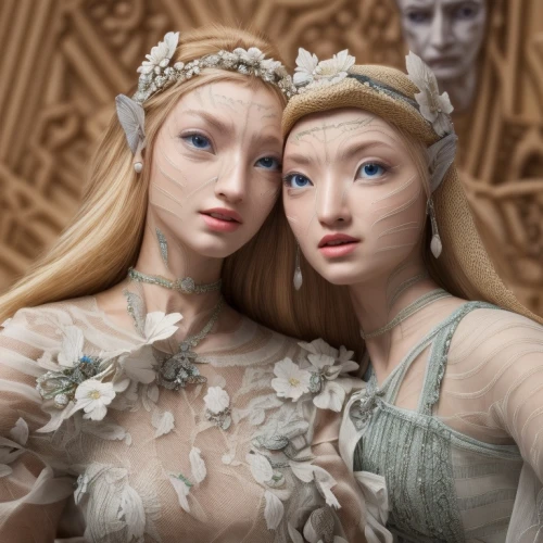 porcelain dolls,doll looking in mirror,fashion dolls,designer dolls,mannequins,pale,doll's facial features,gemini,doll figures,3d fantasy,mirror image,cinderella,violet head elf,gothic portrait,elves,dolls,models,fantasy portrait,rapunzel,female doll,Common,Common,Natural