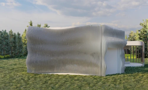 cubic house,cooling tower,heat pumps,anechoic,cooling house,3d rendering,will free enclosure,corrugated sheet,archidaily,cube stilt houses,outdoor structure,solar cell base,inverted cottage,air purifier,cube house,a chicken coop,metal cladding,shipping container,wind power generator,eco-construction