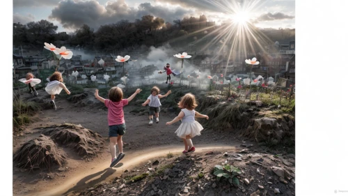 puy du fou,fairies aloft,photographing children,the night of kupala,tomorrowland,fairy world,little girls walking,children's fairy tale,adventure playground,photo manipulation,elves flight,little girl in wind,children of war,image manipulation,photomontage,happy children playing in the forest,digital compositing,river of life project,angels of the apocalypse,shanghai disney
