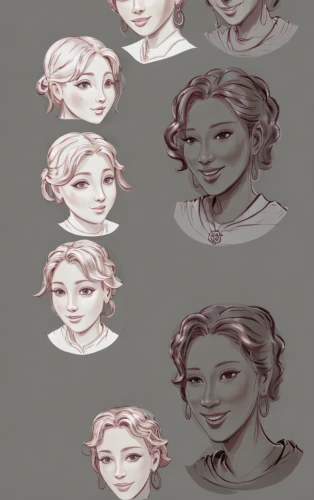 hairstyles,crown icons,fairy tale icons,icon set,hair clips,studies,set of icons,hairpins,social icons,color is changable in ps,princess' earring,bunches of rowan,expressions,improvement,facial expressions,portraits,leaf icons,earrings,twenties women,faces