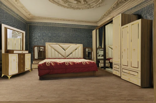 armoire,danish room,bedroom,wade rooms,dresser,antique furniture,ornate room,children's bedroom,room divider,cabinetry,boy's room picture,four poster,gold stucco frame,sleeping room,danish furniture,guestroom,neoclassic,neoclassical,chiffonier,chest of drawers,Interior Design,Bedroom,Classical,Spanish Blue