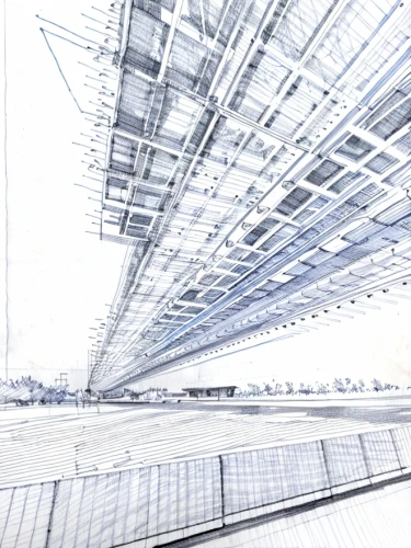 wireframe,calatrava,vanishing point,rows of planes,passerelle,kirrarchitecture,santiago calatrava,transport hub,wireframe graphics,frame drawing,structural glass,steel construction,glass facade,virtual landscape,taxiway,structures,ventilation grid,futuristic architecture,roof structures,klaus rinke's time field,Design Sketch,Design Sketch,Fine Line Art