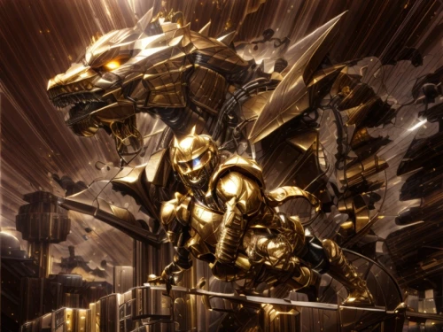 golden unicorn,iron blooded orphans,golden dragon,cynosbatos,armored animal,golden scale,bronze horseman,drg,gold wall,armored,amano,golden crown,dragoon,gold paint stroke,golden frame,gold deer,golden rain,paladin,chariot,yellow-gold