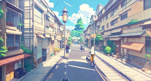 kyoto,alleyway,alley,shopping street,stroll,violet evergarden,studio ghibli,narrow street,tokyo city,tsukemono,street scene,rescue alley,the street,strolling,neighborhood,old linden alley,sidewalk,street canyon,walk,colorful city,Common,Common,Japanese Manga