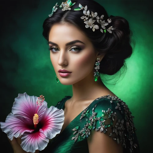 beautiful girl with flowers,miss circassian,romantic portrait,persian,splendor of flowers,exotic flower,jasmine blossom,fairy peacock,jasmine flower,iranian nowruz,jasmine,romantic look,a beautiful jasmine,persian poet,girl in flowers,elven flower,scent of jasmine,rose of sharon,jewelry florets,with roses,Illustration,Paper based,Paper Based 02