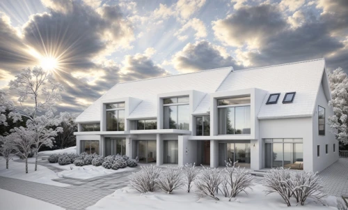 snow roof,modern house,cubic house,winter house,cube house,snow house,snowhotel,dunes house,cube stilt houses,modern architecture,3d rendering,residential house,holiday villa,white turf,inverted cottage,two story house,glass facade,smart house,residential,white buildings,Architecture,General,Modern,Creative Innovation