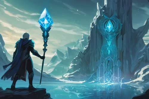 light bearer,summoner,mage,northrend,the white torch,games of light,heroic fantasy,eternal snow,excalibur,scepter,ice castle,torchlight,fantasy picture,ice crystal,shard of glass,portal,arcanum,fantasy art,fjord,icemaker,Conceptual Art,Fantasy,Fantasy 02